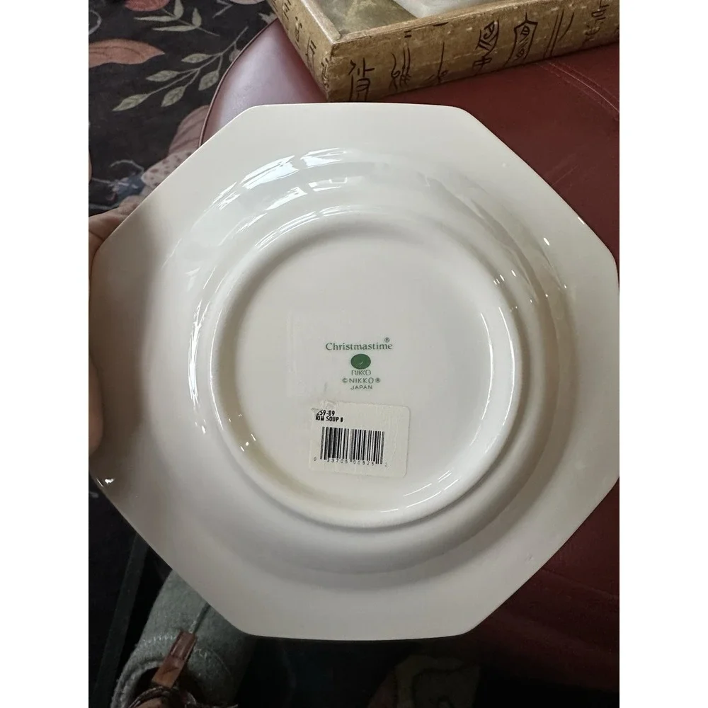 Set Of 6 Nikko Christmastime Rimmed Soup Bowls/Ironstone/8